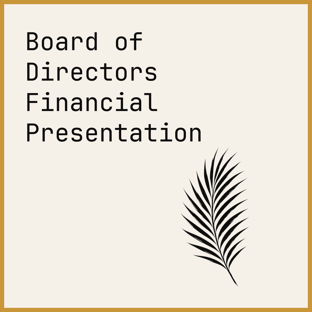 Board of Directors Financial Presentation