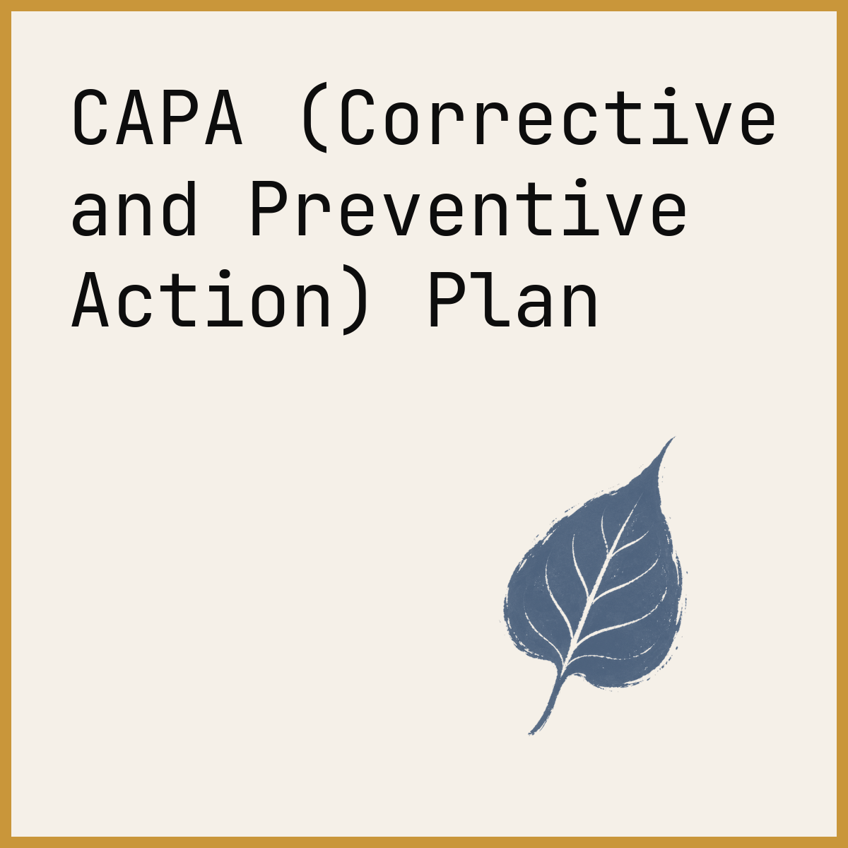 CAPA (Corrective and Preventive Action) Plan