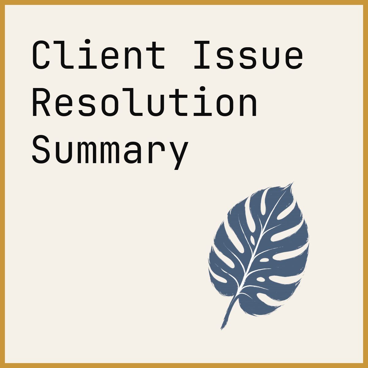 Client Issue Resolution Summary