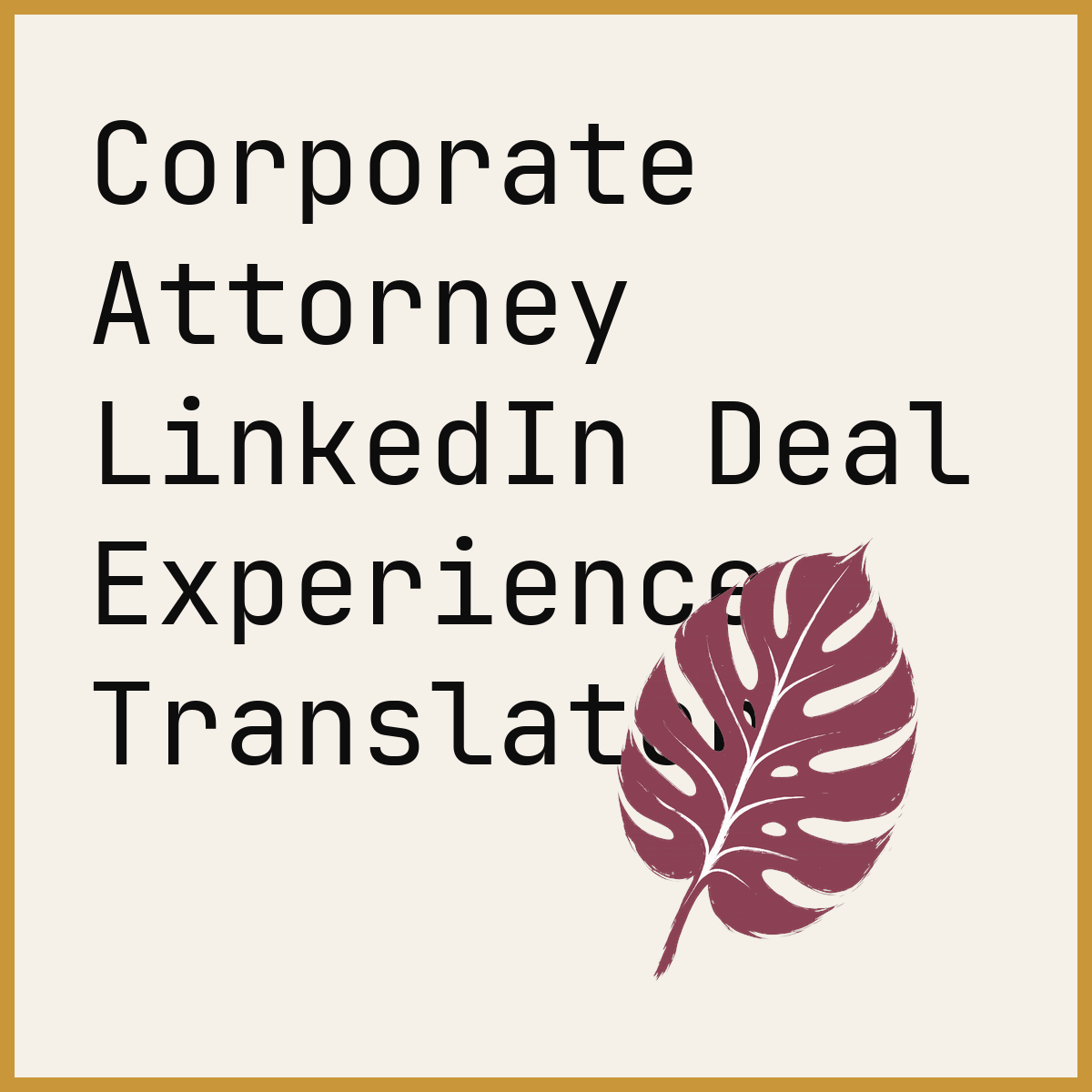 Corporate Attorney LinkedIn Deal Experience Translator