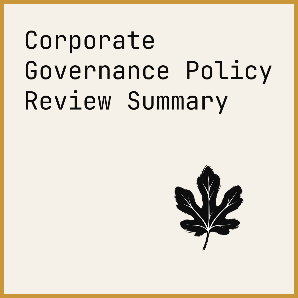 Corporate Governance Policy Review Summary