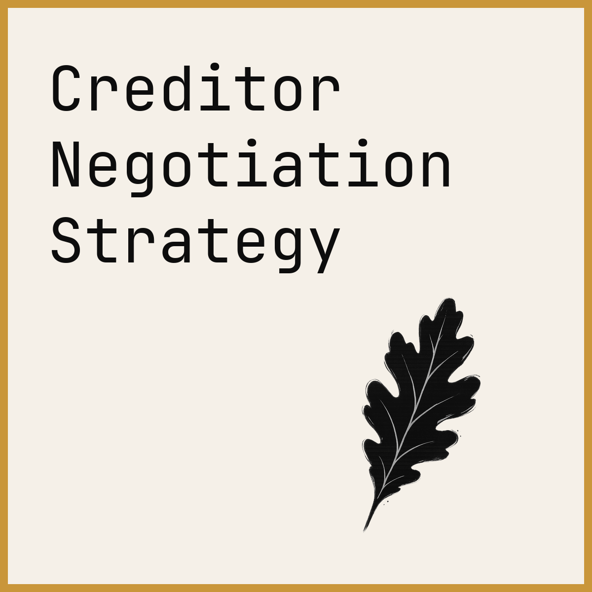 Creditor Negotiation Strategy