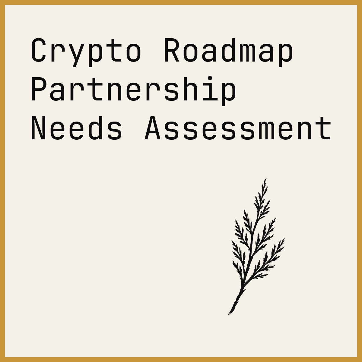 Crypto Roadmap Partnership Needs Assessment