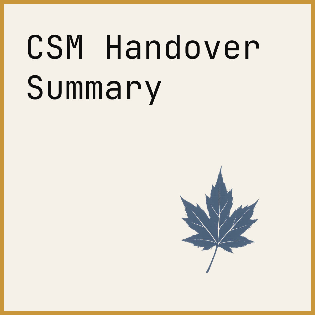 CSM Handover Summary