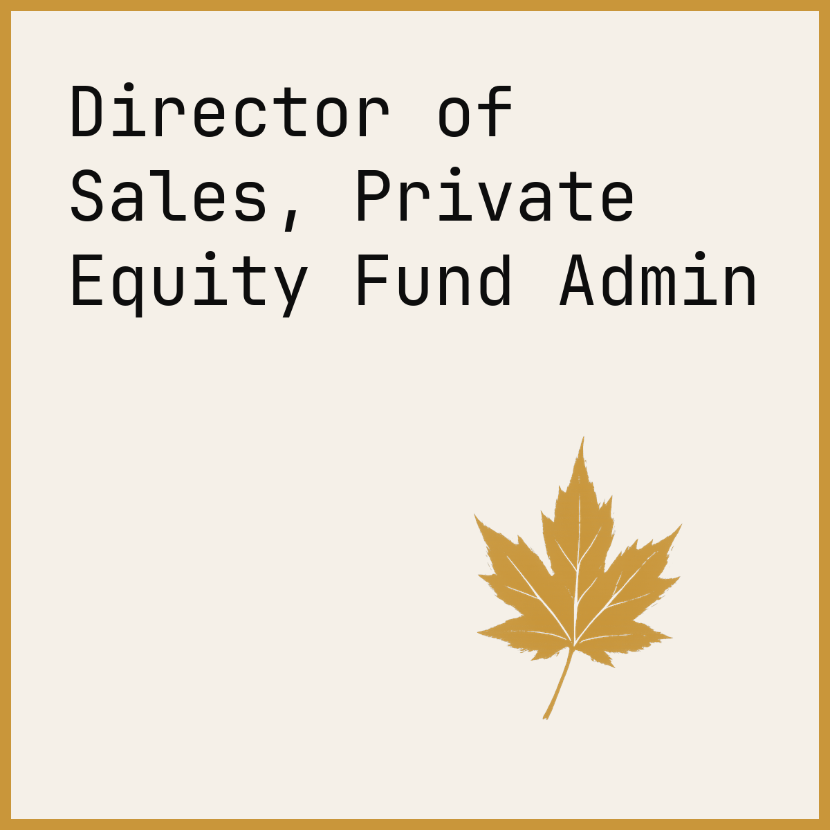 Director of Sales, Private Equity Fund Admin