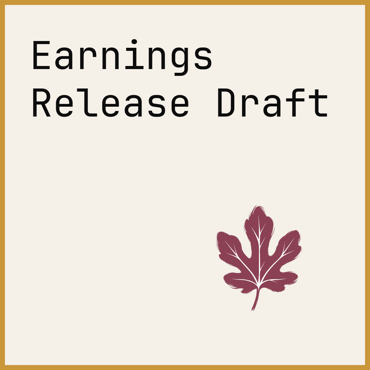 Earnings Release Draft