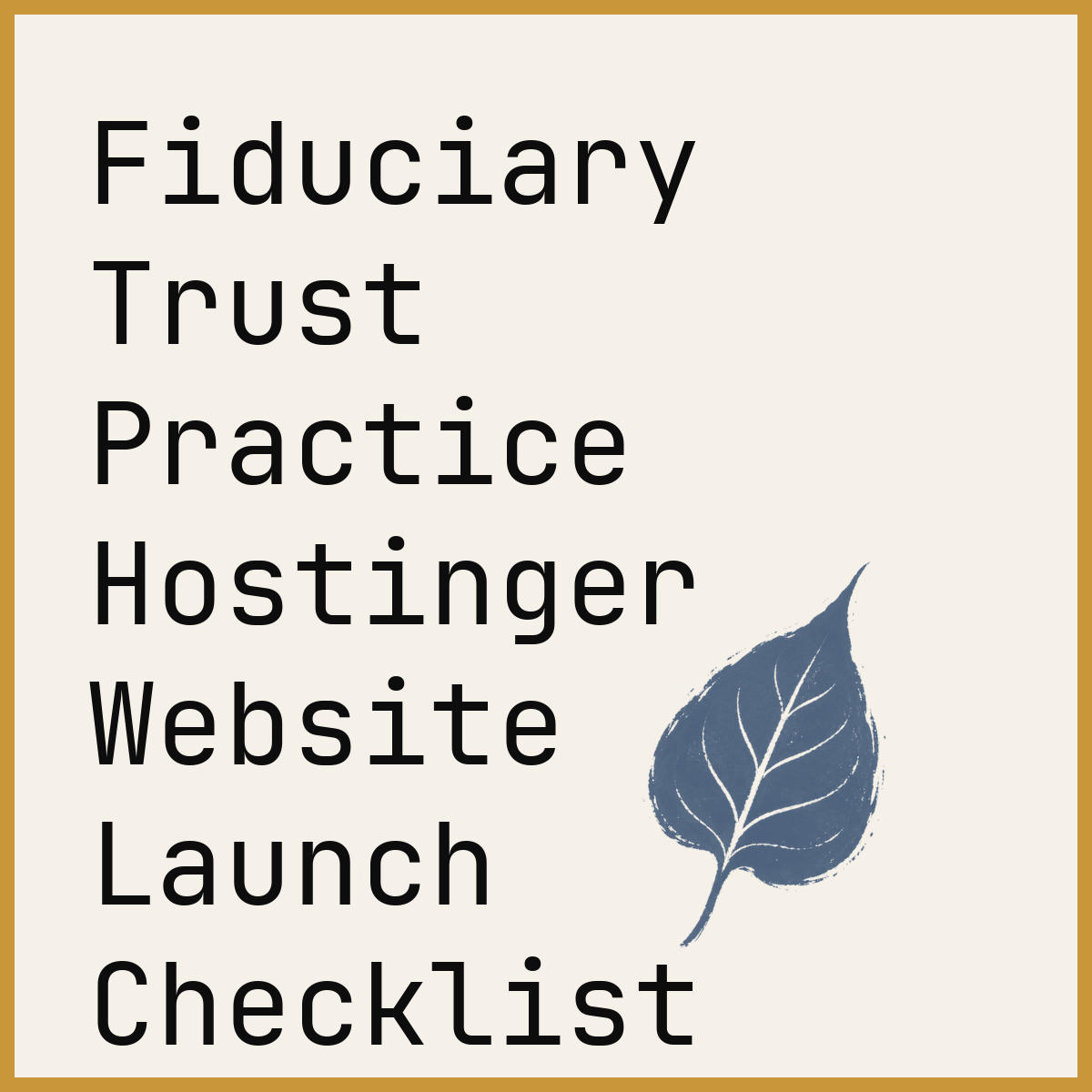 Fiduciary Trust Practice Hostinger Website Launch Checklist
