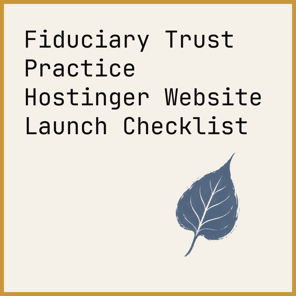 Fiduciary Trust Practice Hostinger Website Launch Checklist
