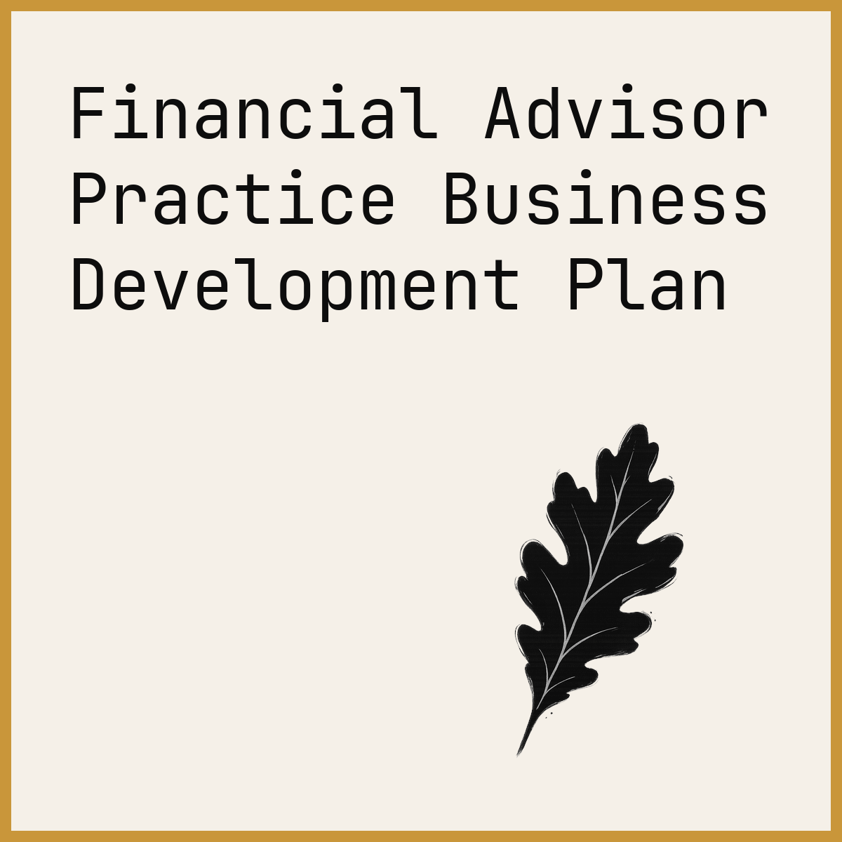 Financial Advisor Practice Business Development Plan