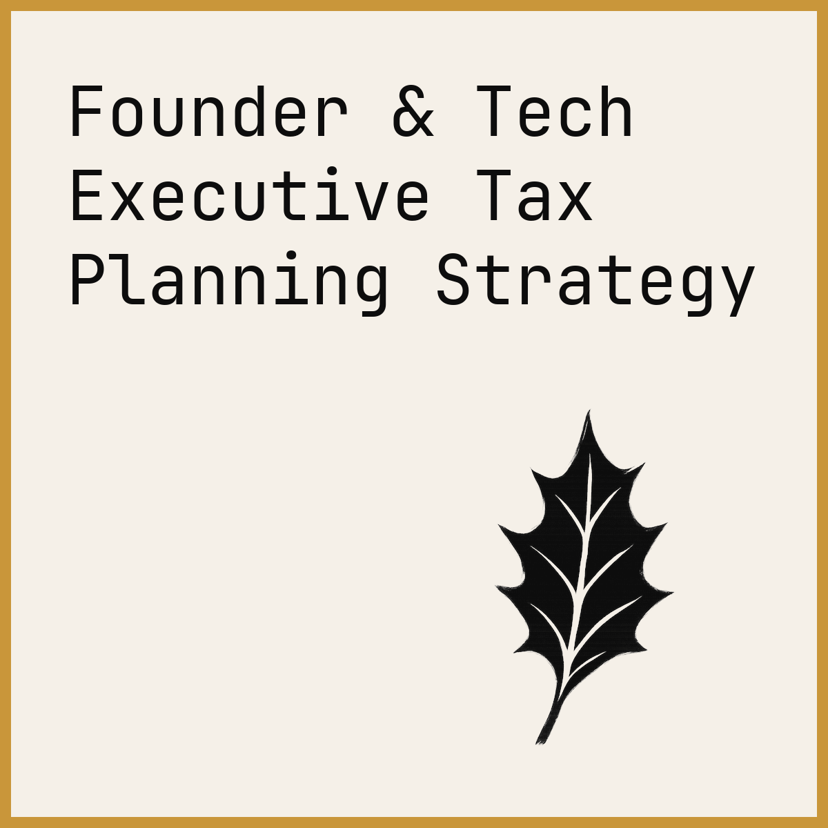 Founder & Tech Executive Tax Planning Strategy