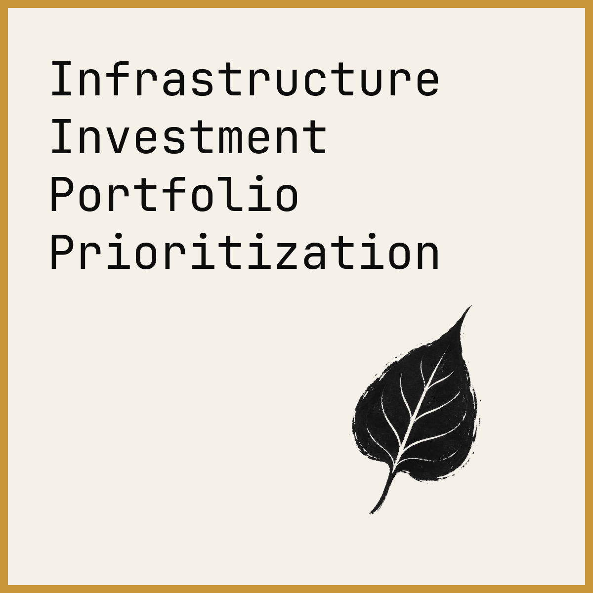 Infrastructure Investment Portfolio Prioritization