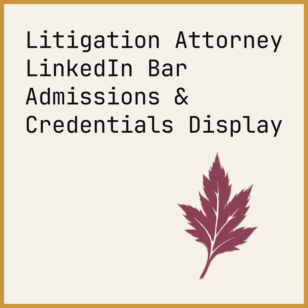 Litigation Attorney LinkedIn Bar Admissions & Credentials Display