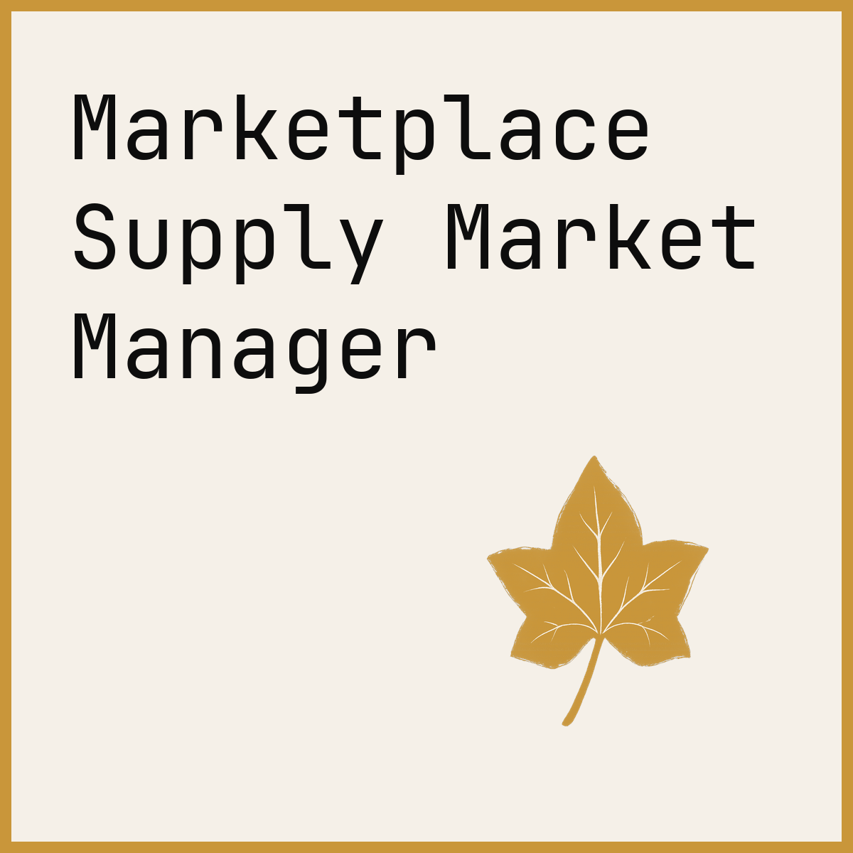 Marketplace Supply Market Manager