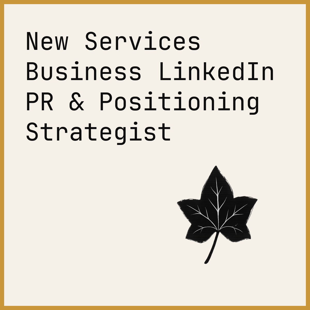 New Services Business LinkedIn PR & Positioning Strategist