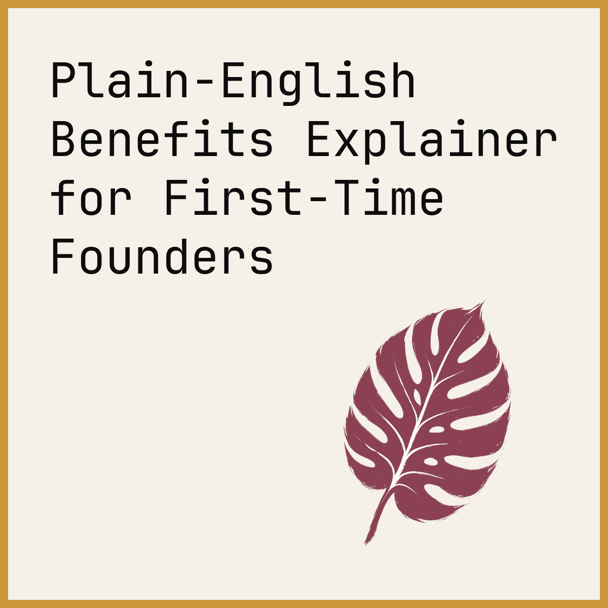 Plain-English Benefits Explainer for First-Time Founders