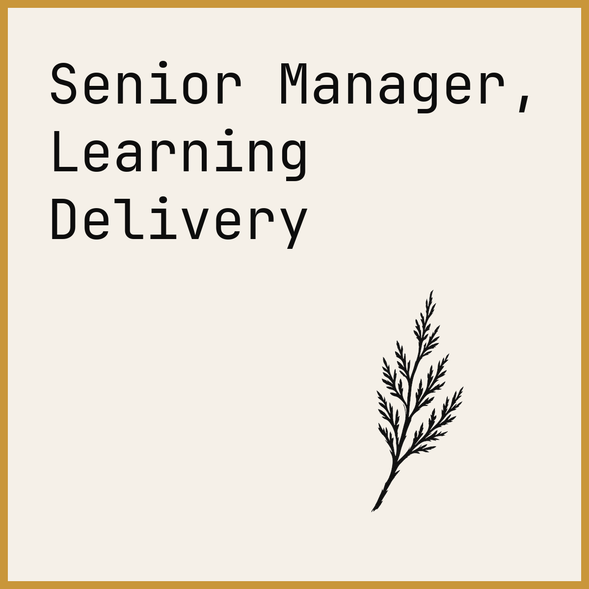 Senior Manager, Learning Delivery