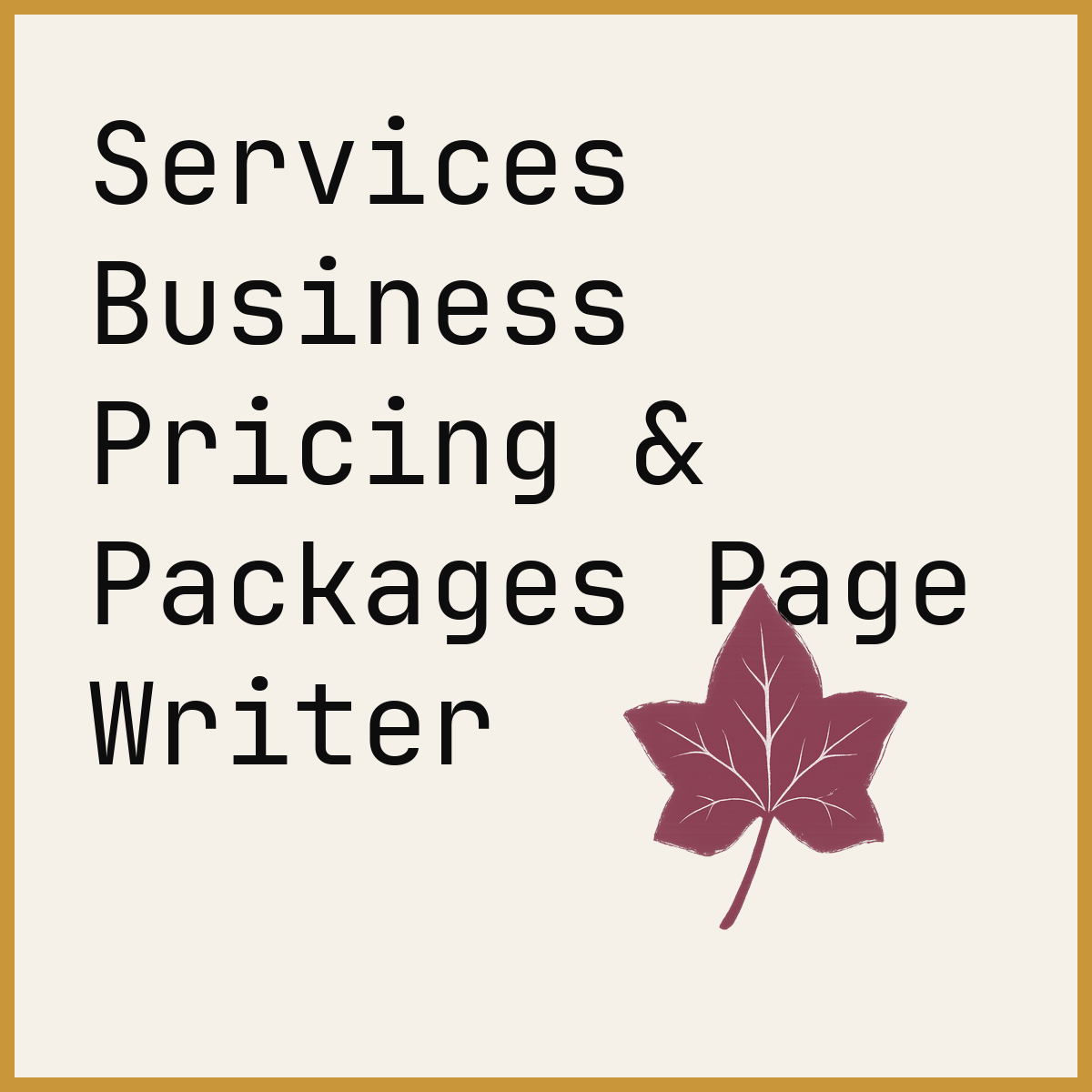 Services Business Pricing & Packages Page Writer