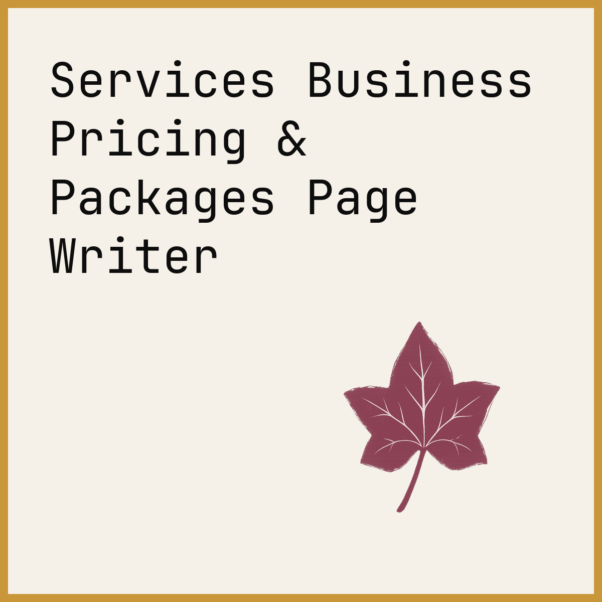 Services Business Pricing & Packages Page Writer