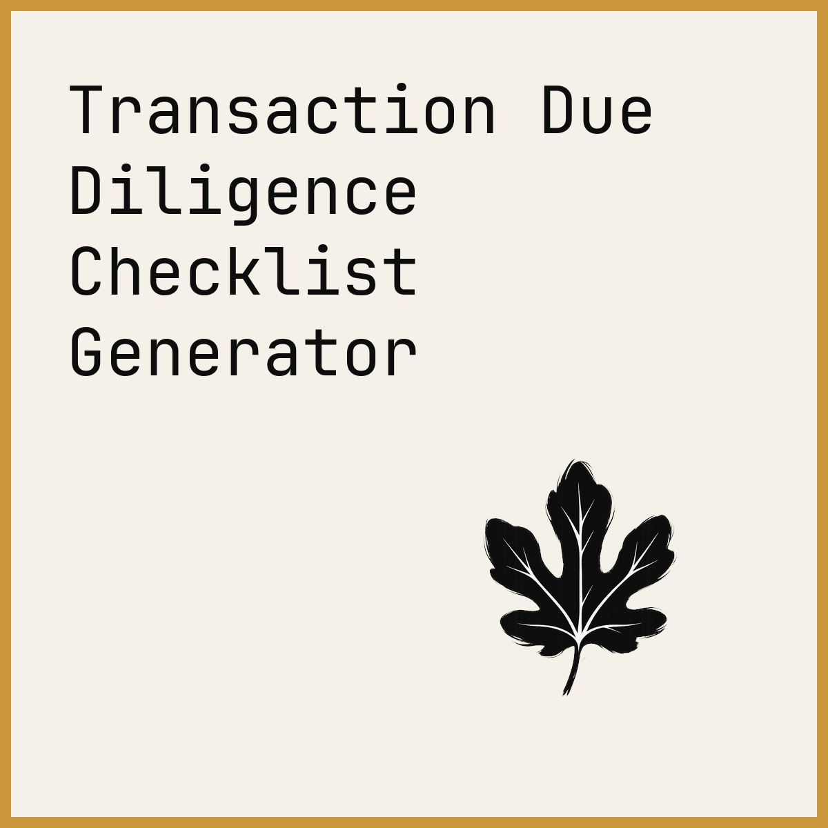 Transaction Due Diligence Checklist Generator