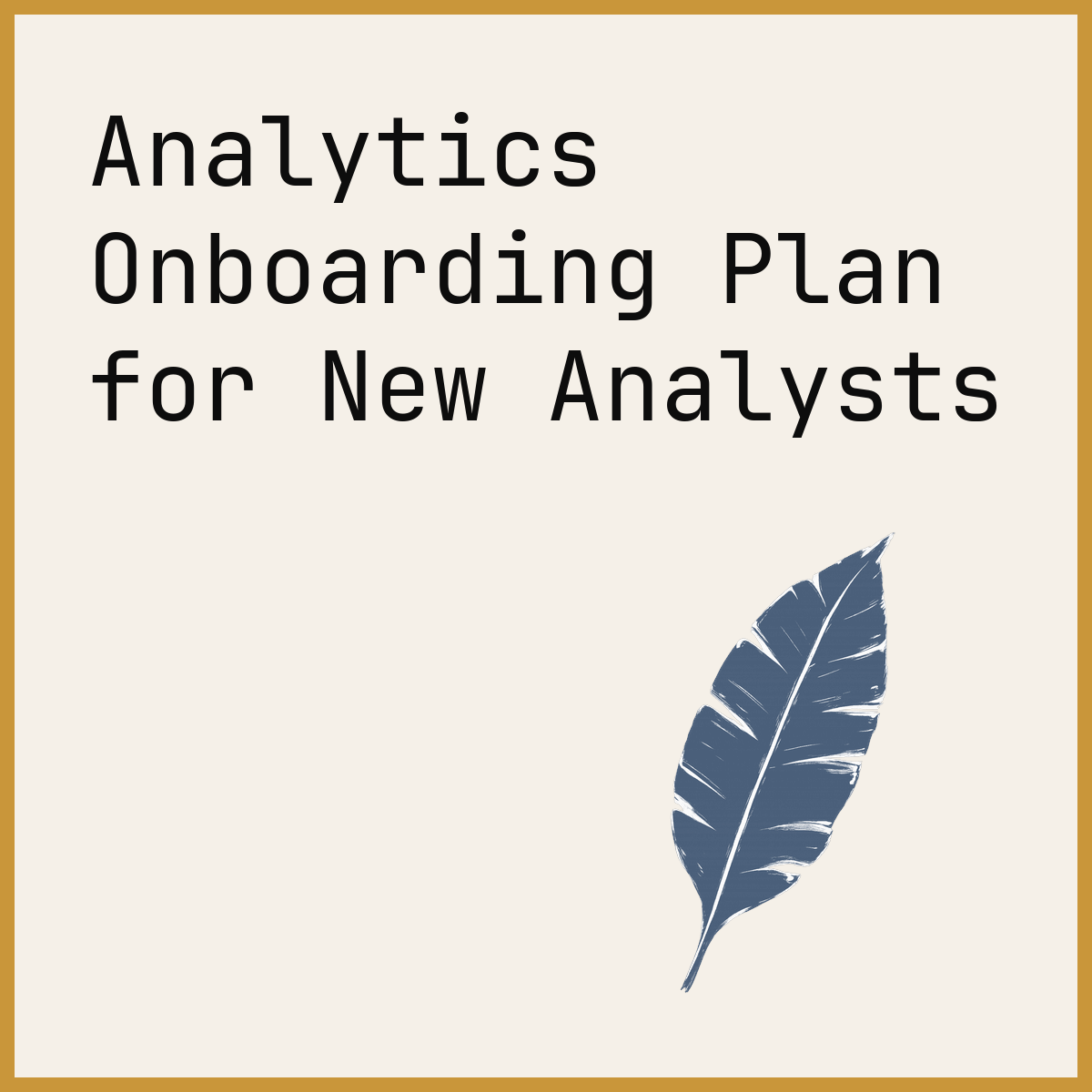 Analytics Onboarding Plan for New Analysts