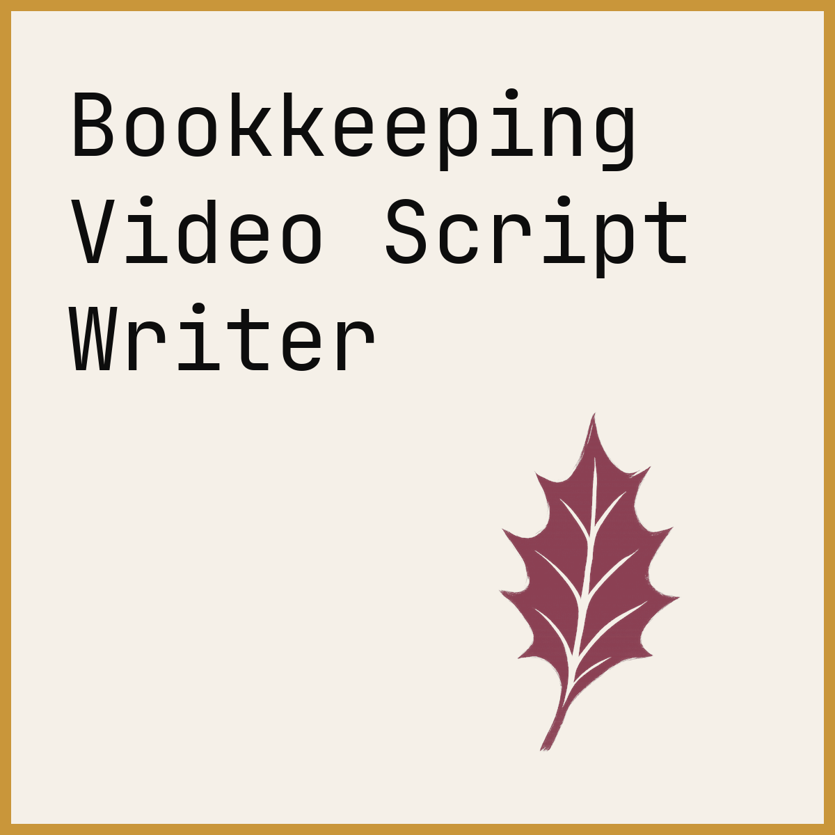 Bookkeeping Video Script Writer