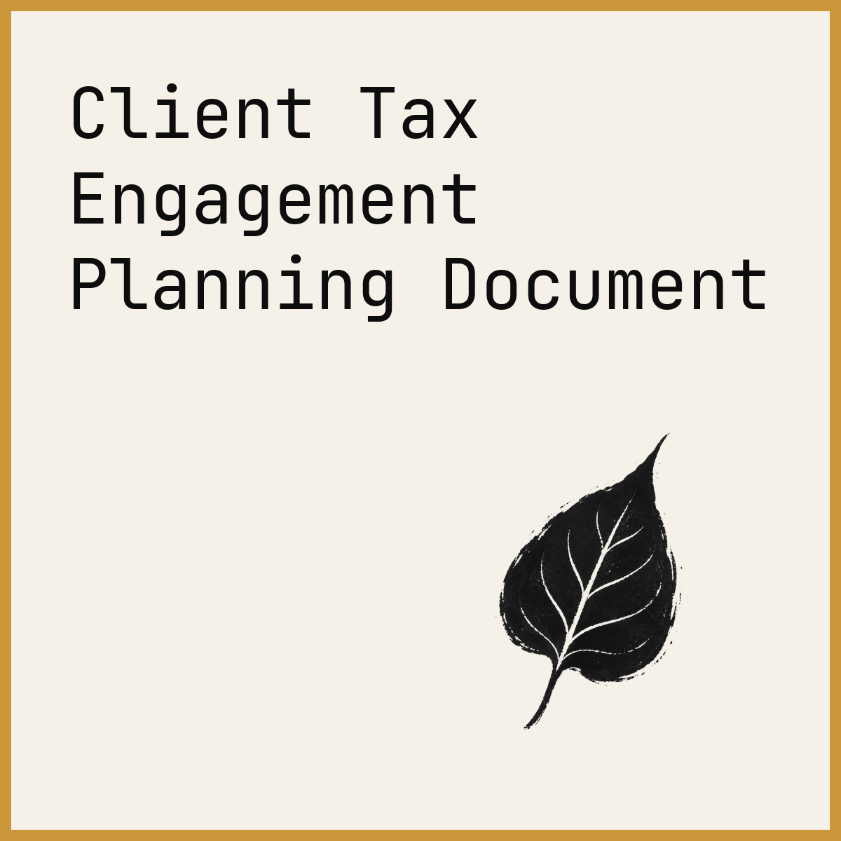 Client Tax Engagement Planning Document