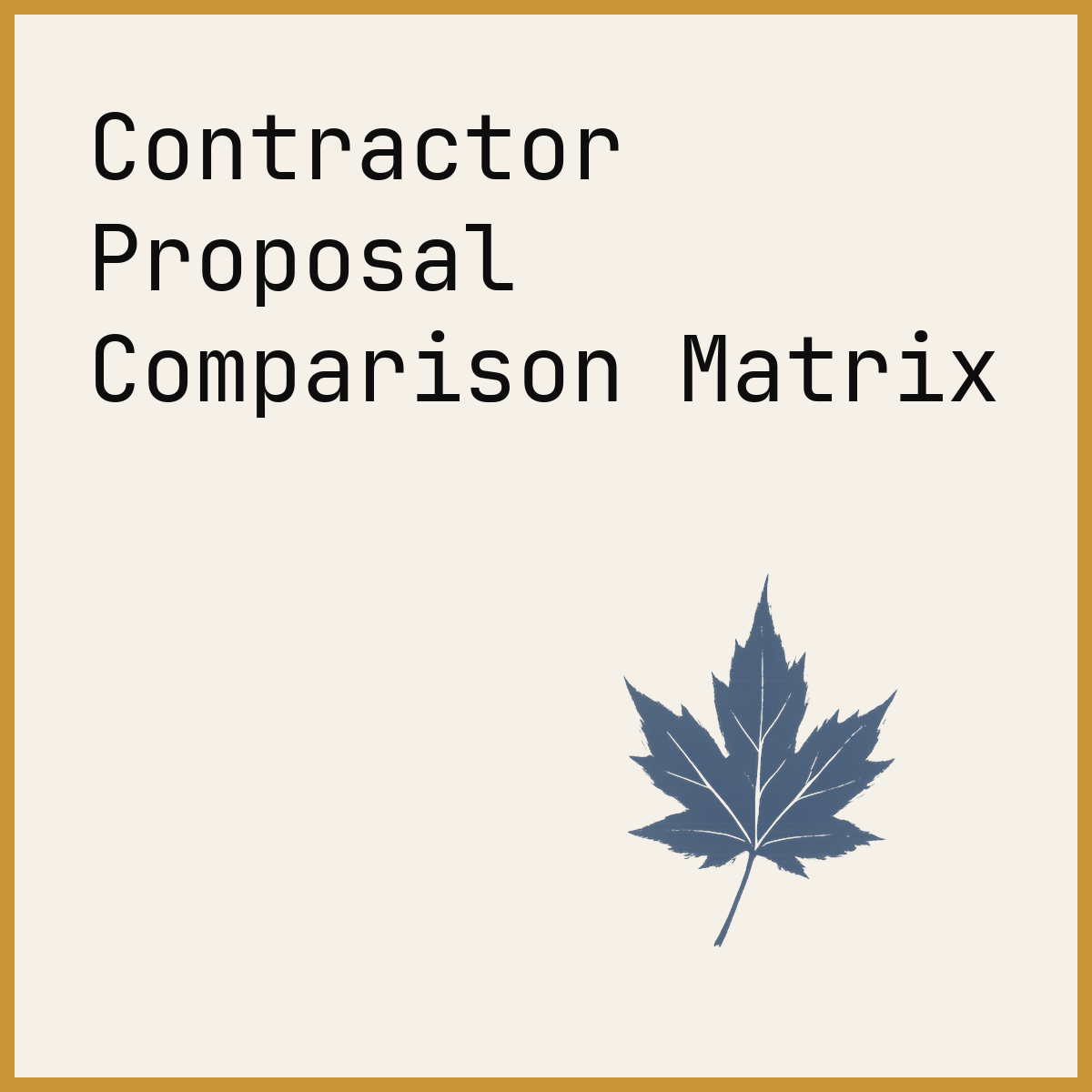 Contractor Proposal Comparison Matrix