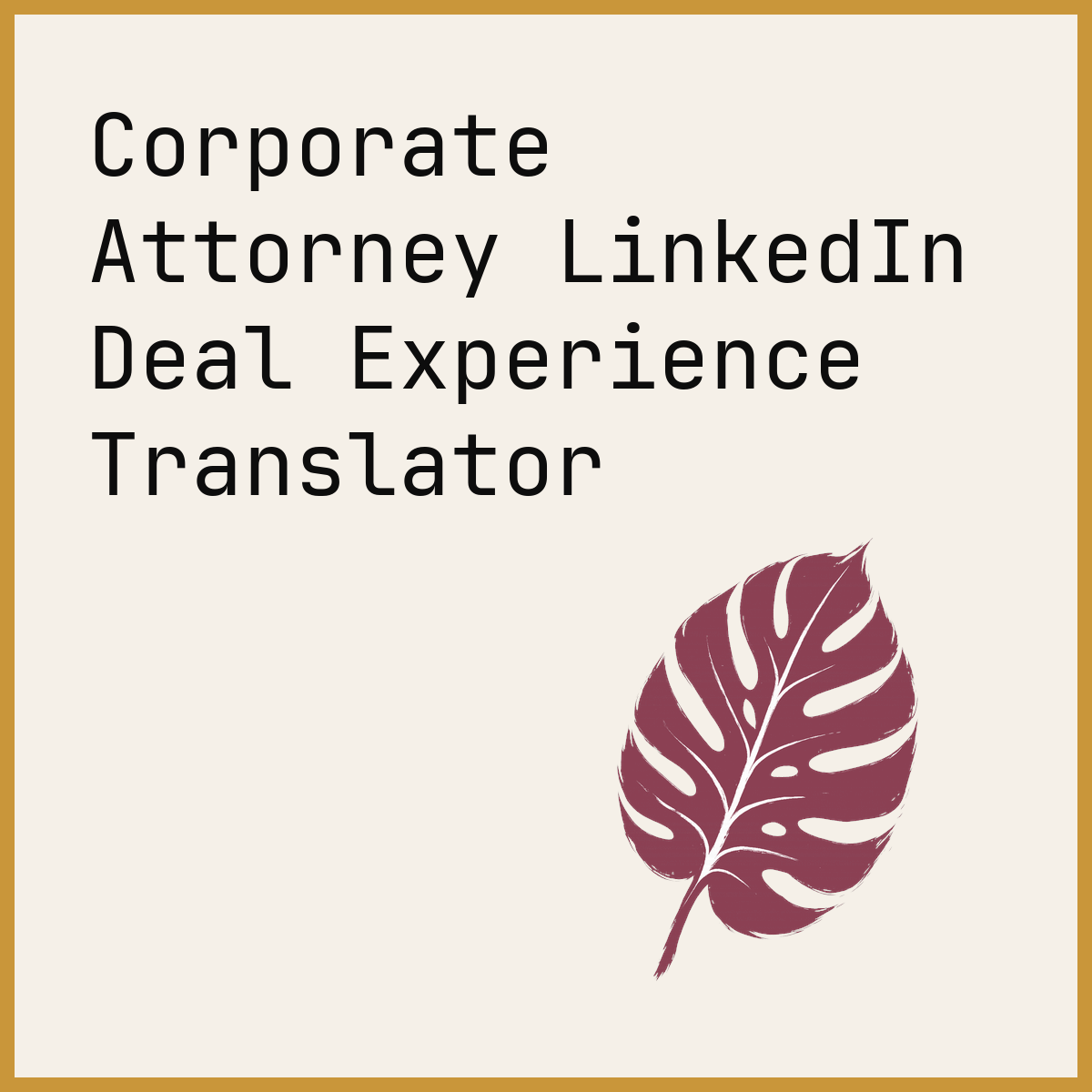 Corporate Attorney LinkedIn Deal Experience Translator