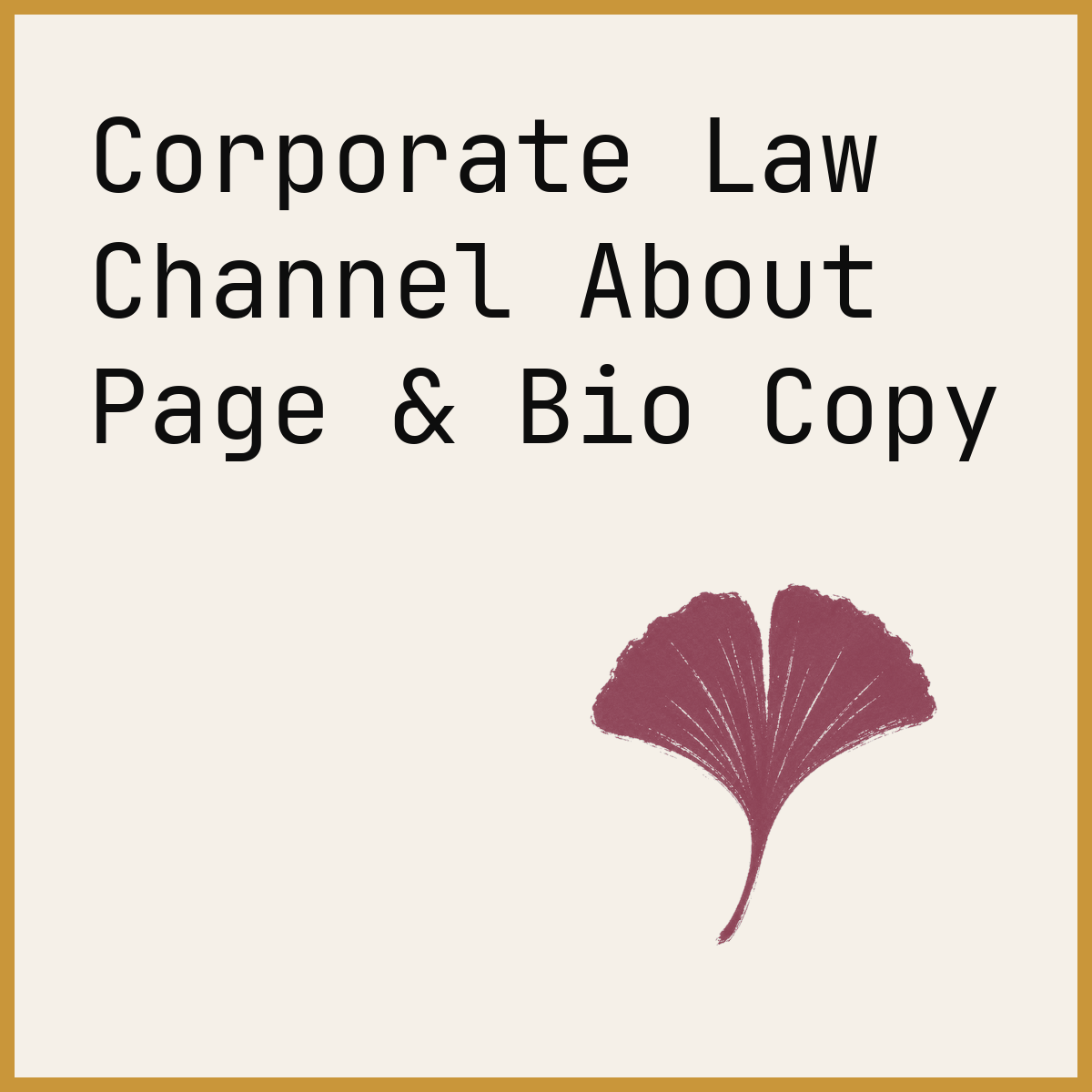 Corporate Law Channel About Page & Bio Copy