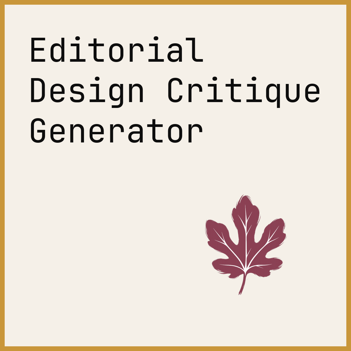 Editorial Design Critique Generator
