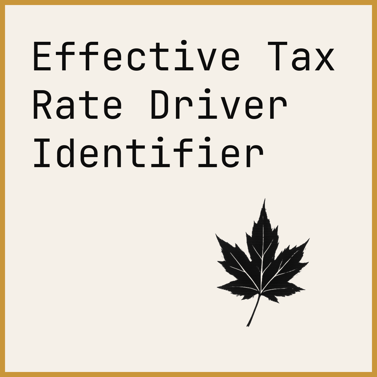 Effective Tax Rate Driver Identifier