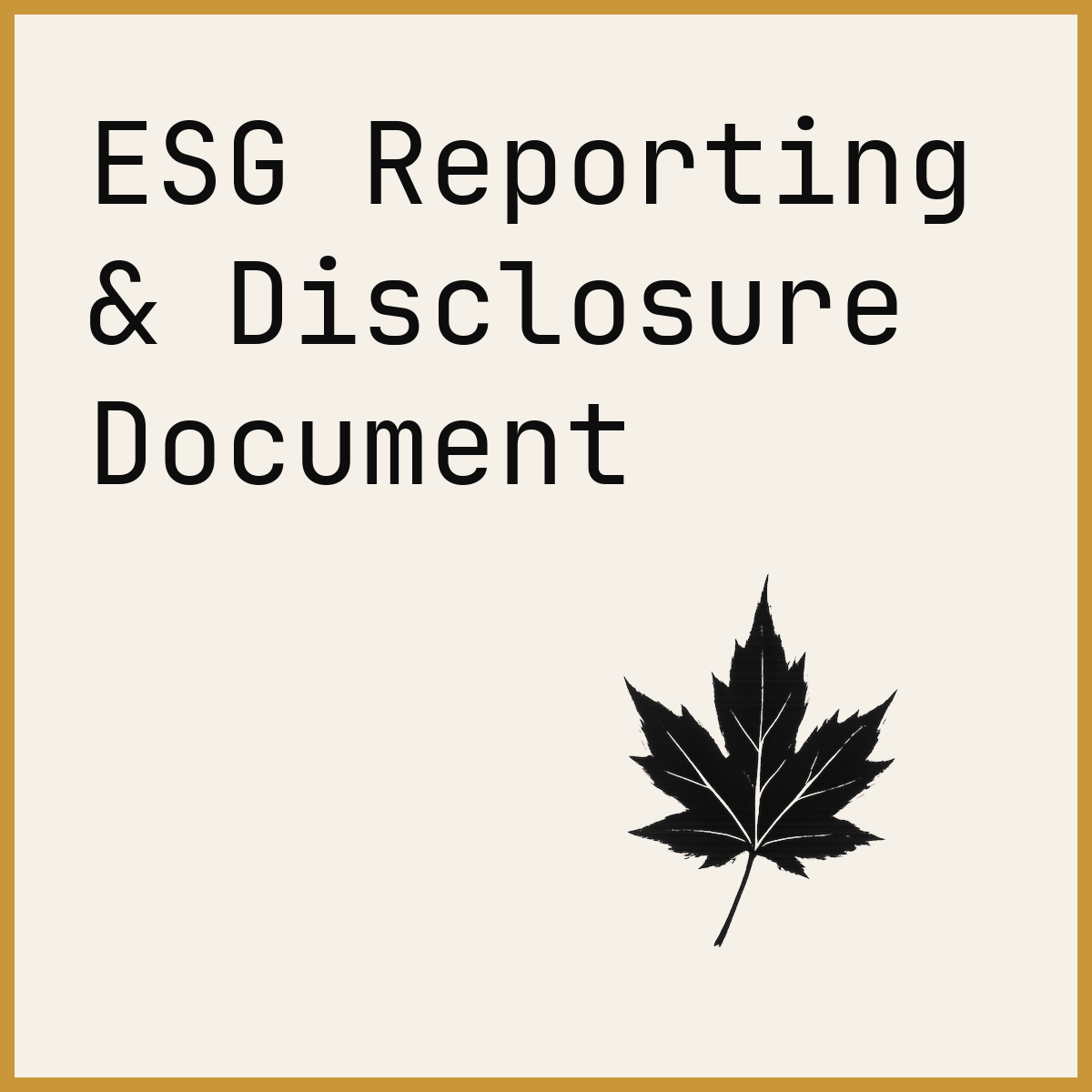 ESG Reporting & Disclosure Document