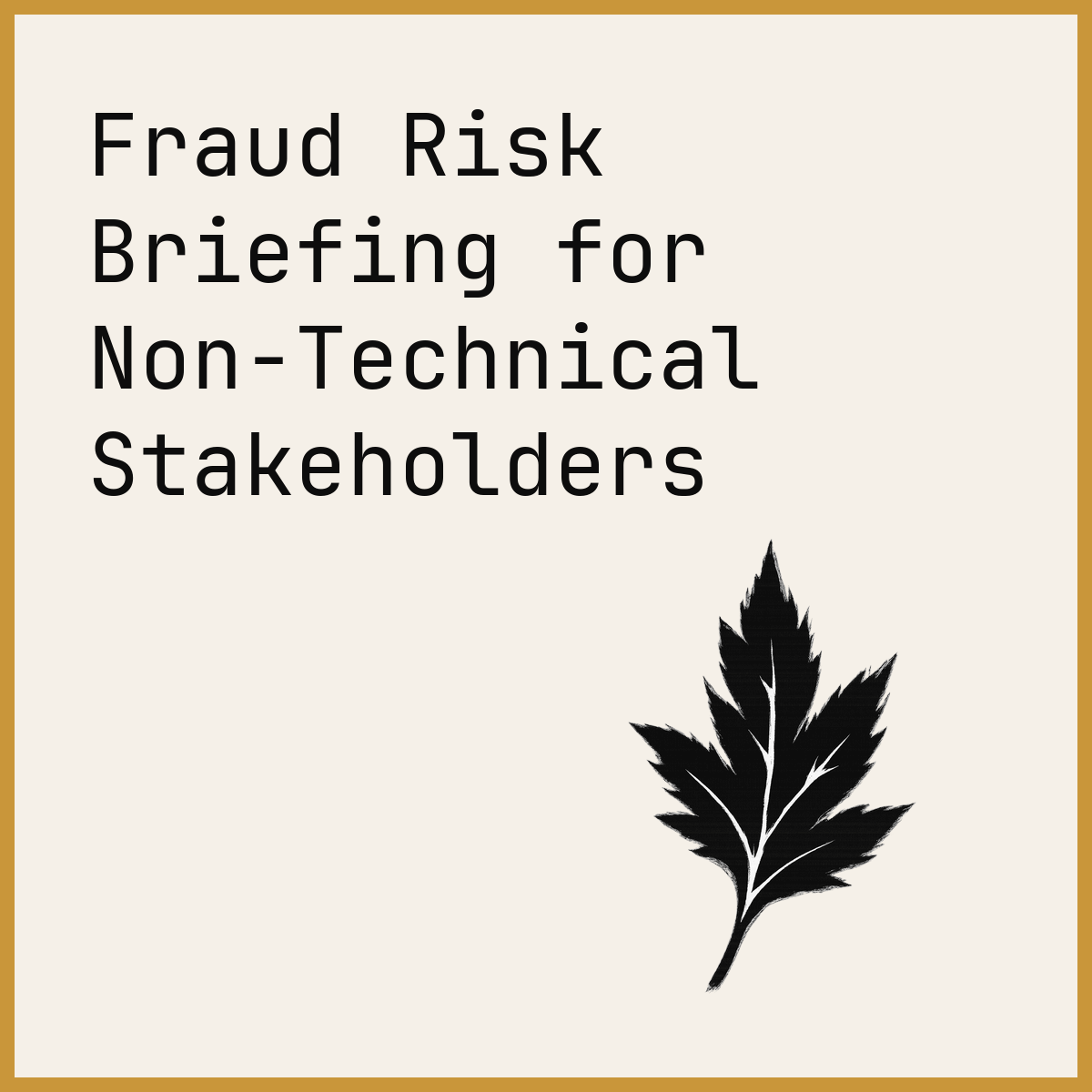 Fraud Risk Briefing for Non-Technical Stakeholders
