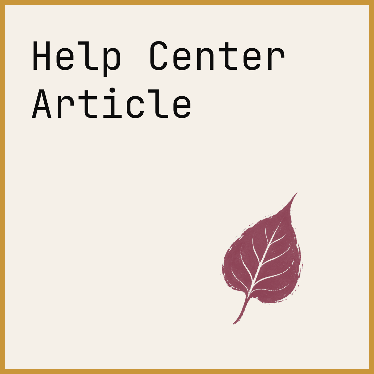 Help Center Article