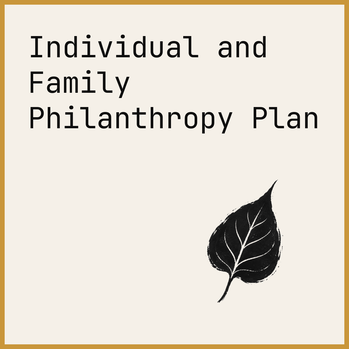 Individual and Family Philanthropy Plan