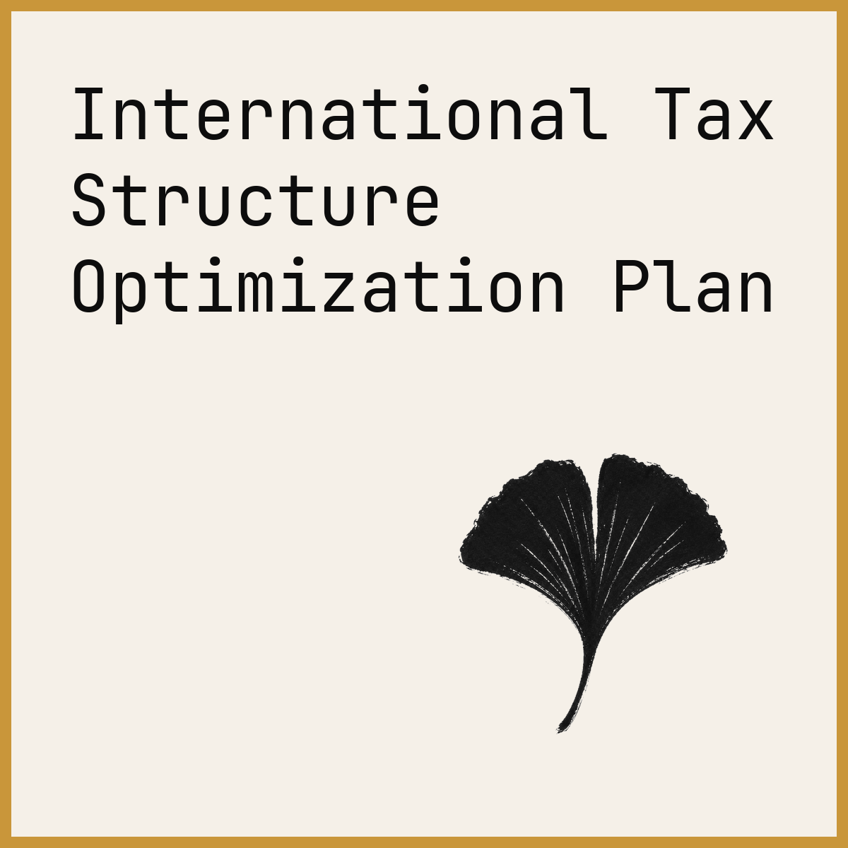 International Tax Structure Optimization Plan