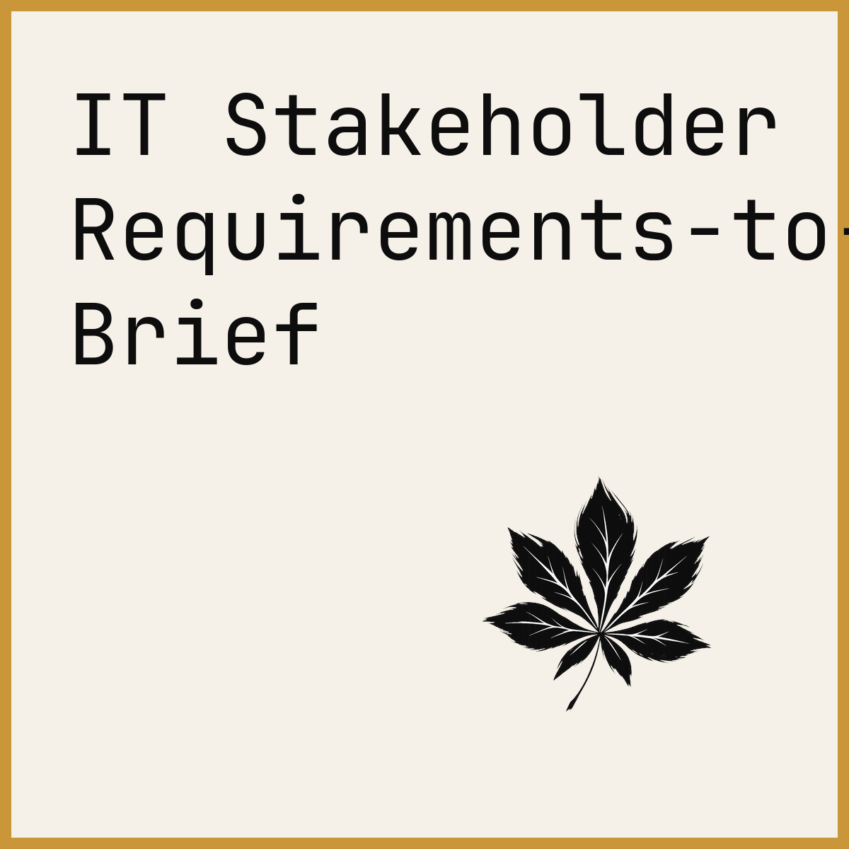 IT Stakeholder Requirements-to-Technical-Solution Brief