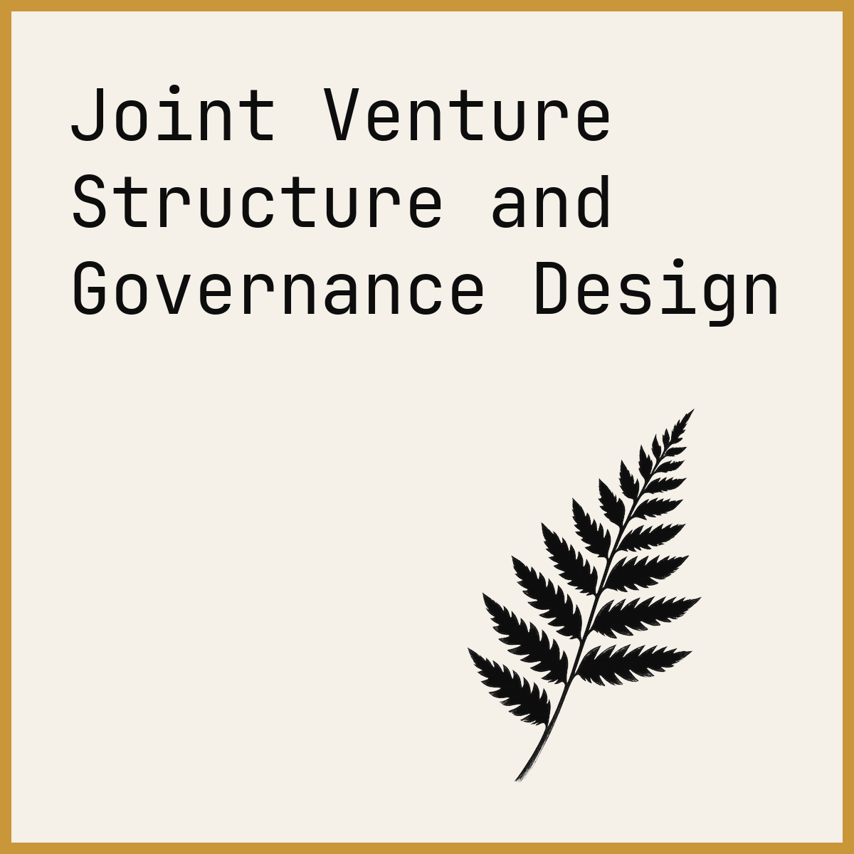Joint Venture Structure and Governance Design