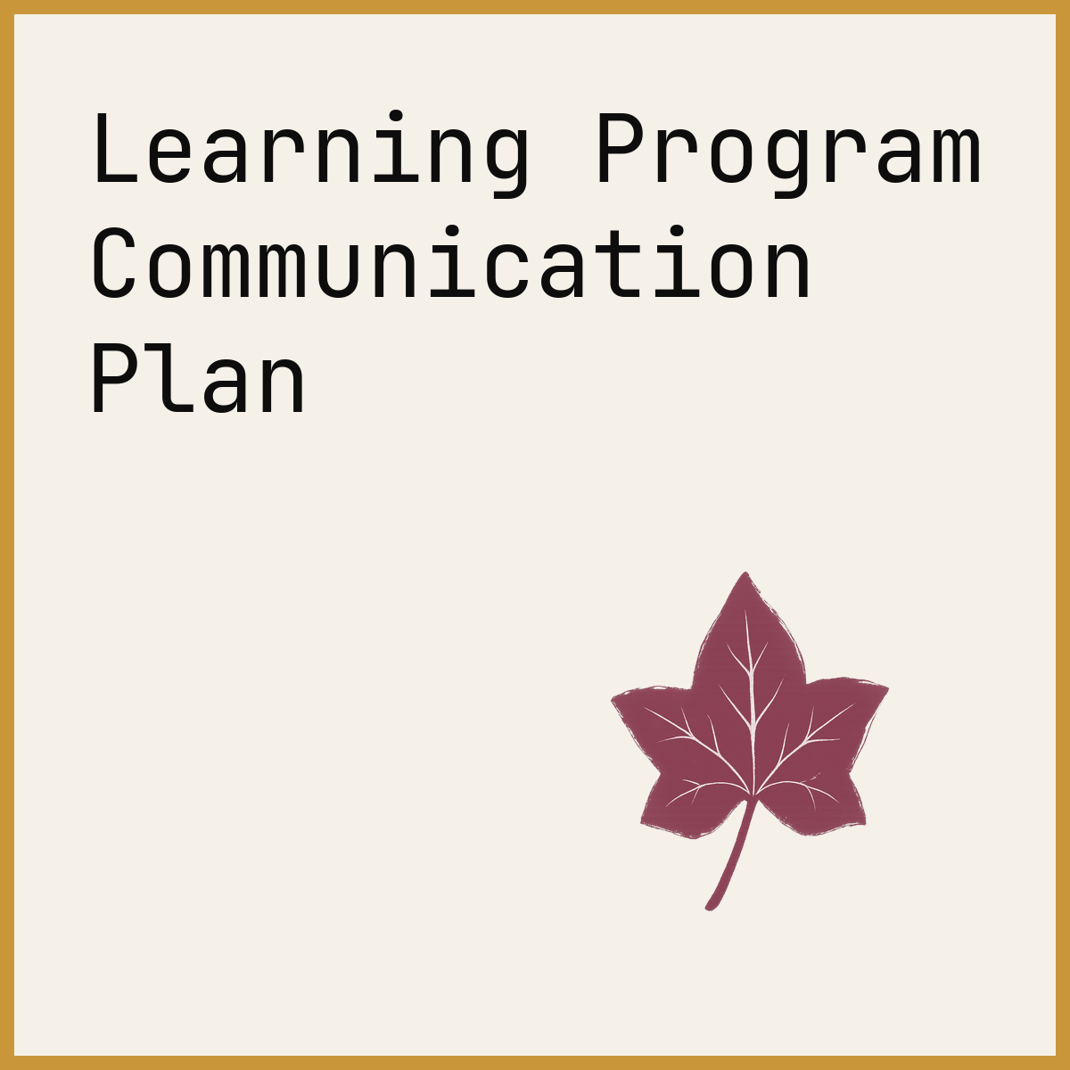 Learning Program Communication Plan