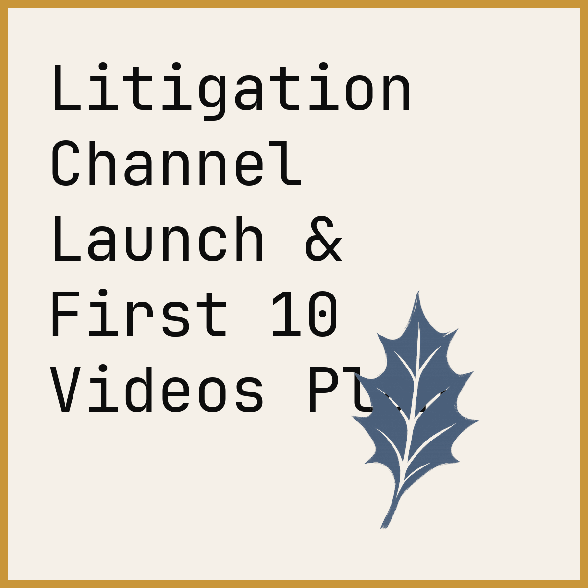 Litigation Channel Launch & First 10 Videos Plan