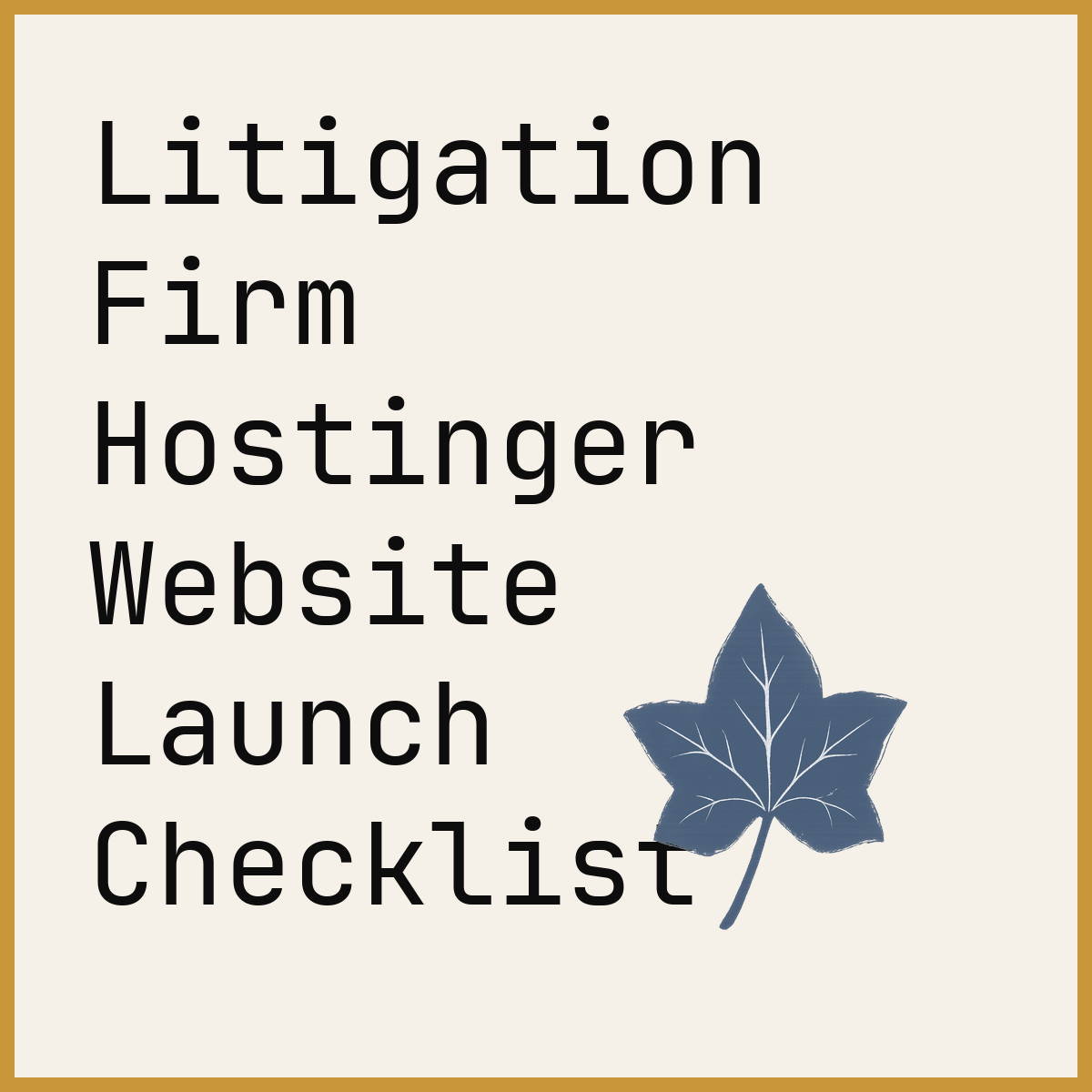 Litigation Firm Hostinger Website Launch Checklist