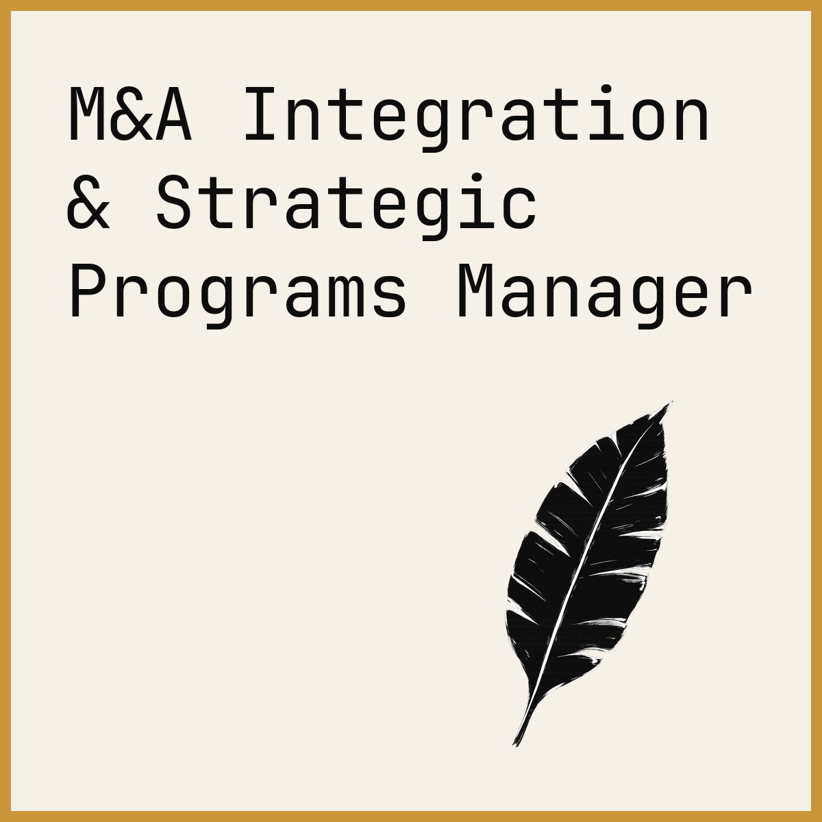M&A Integration & Strategic Programs Manager