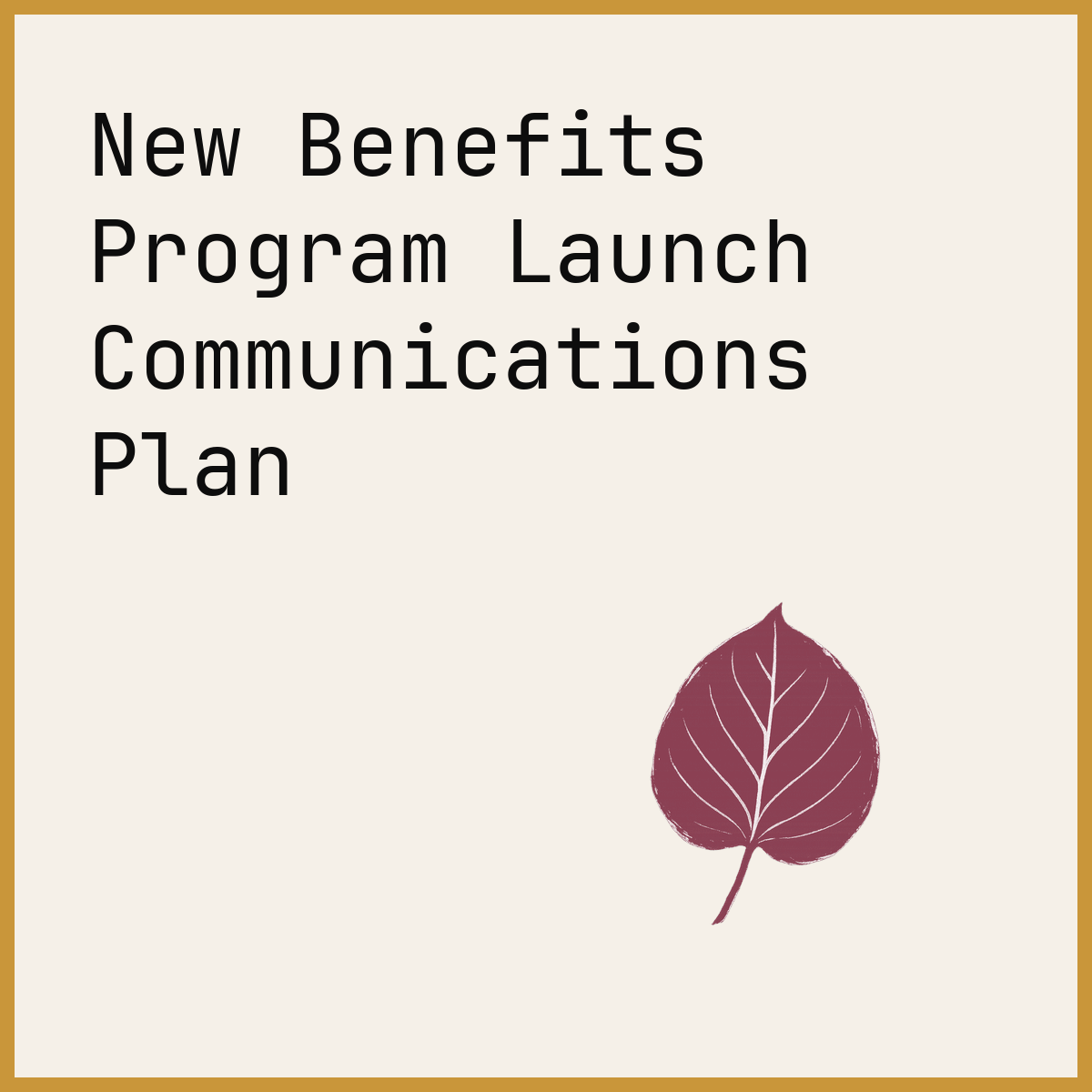 New Benefits Program Launch Communications Plan