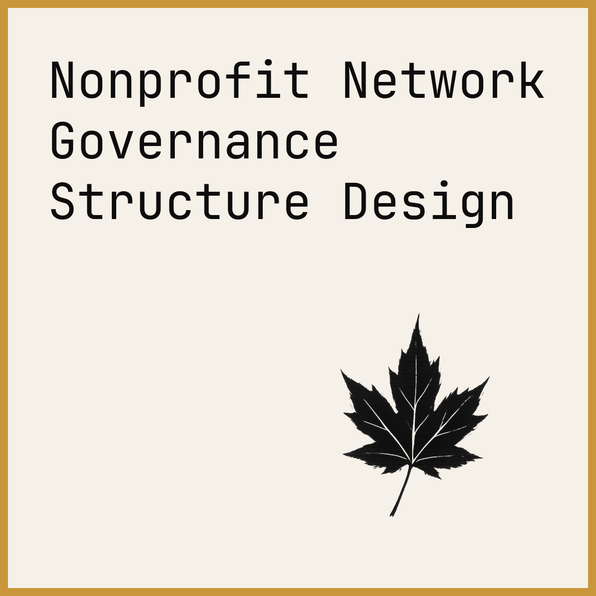 Nonprofit Network Governance Structure Design