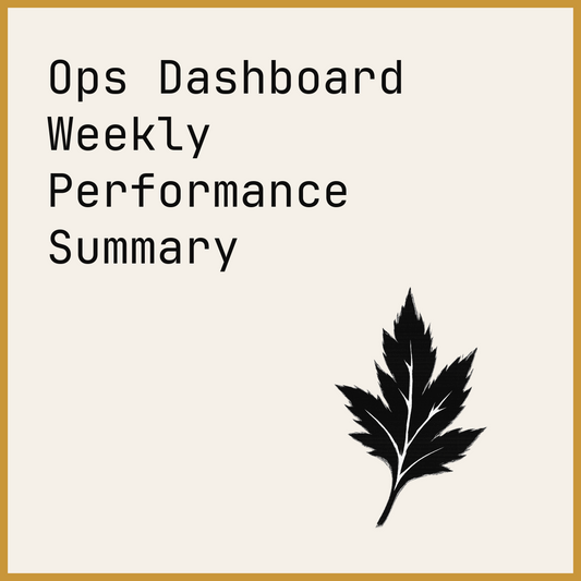 Ops Dashboard Weekly Performance Summary