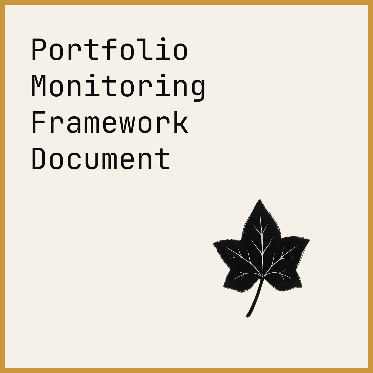 Portfolio Monitoring Framework Document