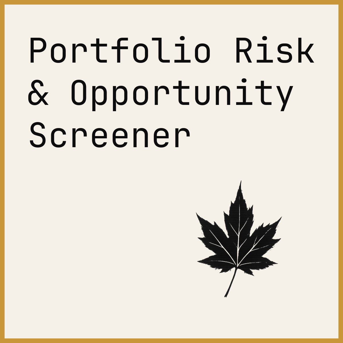Portfolio Risk & Opportunity Screener