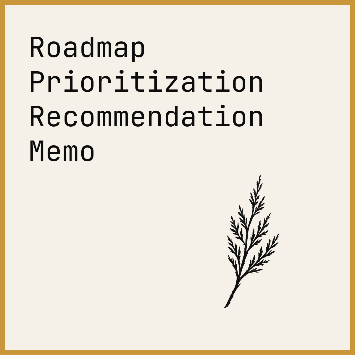 Roadmap Prioritization Recommendation Memo