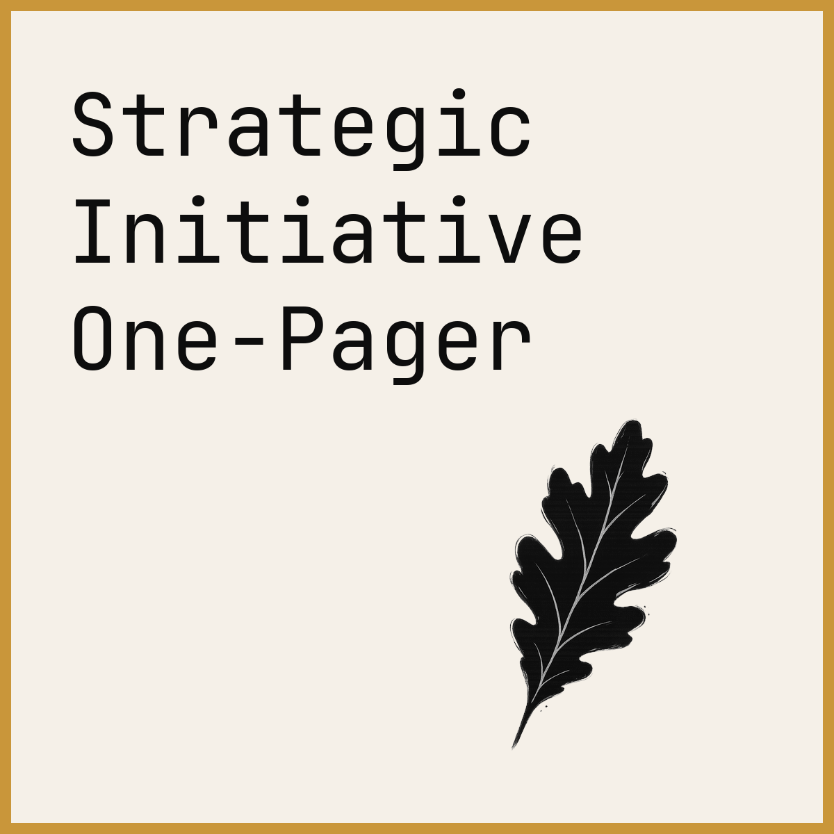 Strategic Initiative One-Pager