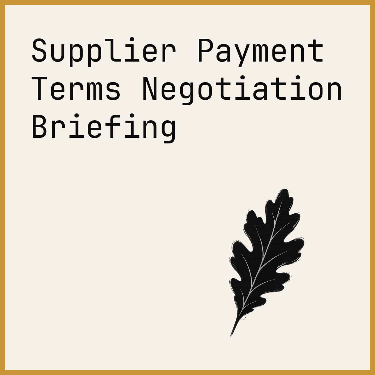 Supplier Payment Terms Negotiation Briefing